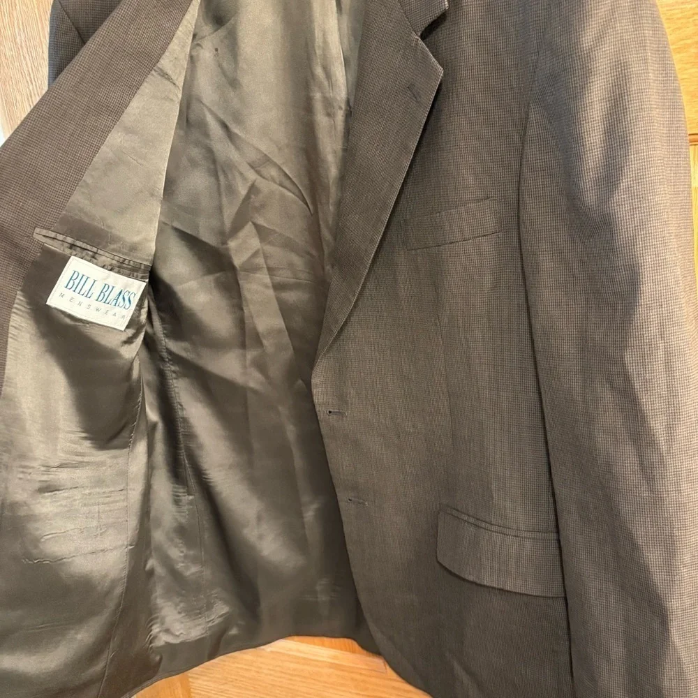Bill Blass Hounds Tooth Blazer Sports Coat Jacket 100% Wool Men’s 46 Made In USA